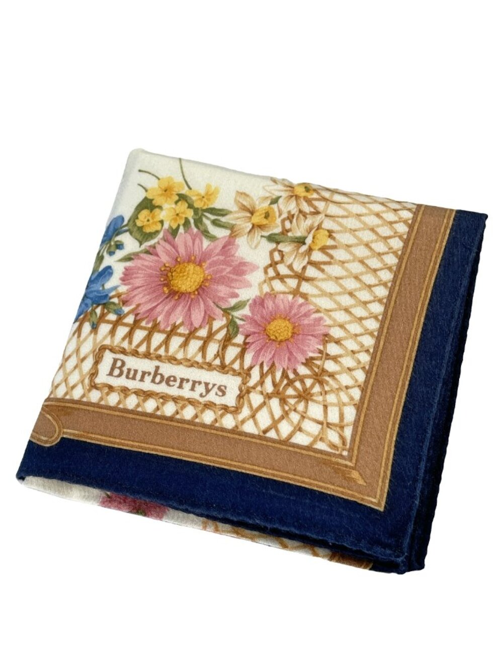 Vintage Burberrys Floral Cotton Handkerchief Scarf